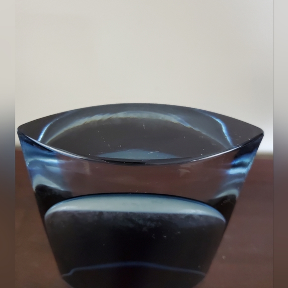 LSA International Smokey Blue Oval Glass Vase - Made In Poland - Picture 10 of 10